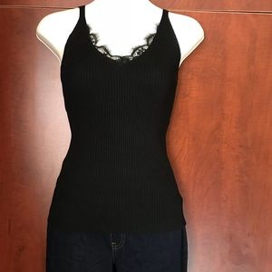 🔥‼️NEW SEXY BLACK KNITTED LACED TANK TOP